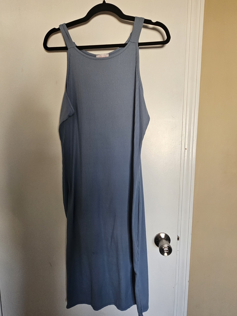 Pink Lily Light Blue Ribbed Tank Midi Dress